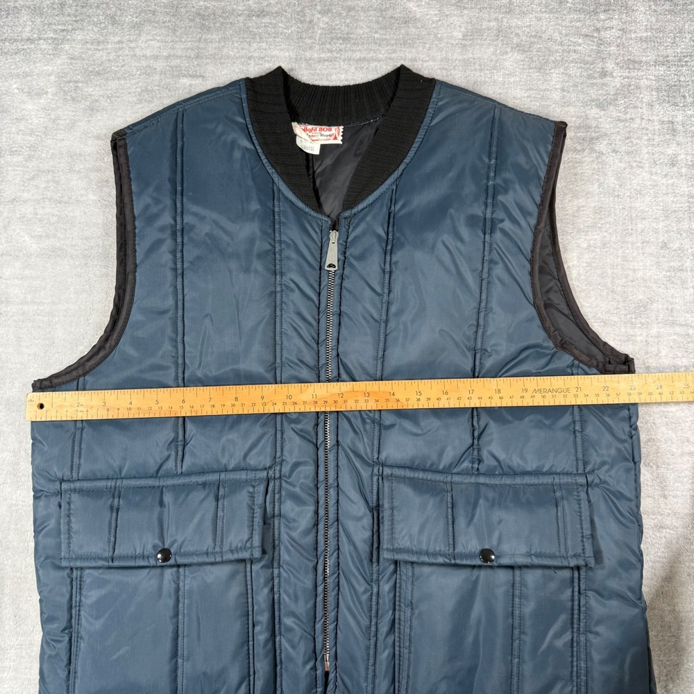 Hollofil 808 Vest Mens XL Blue Puffer Vintage 1970s Quilted Puffer Cargo Pocket - Picture 7 of 8